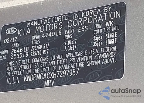 2017 Kia Sportage Lx из США, поврежденный, VIN KNDPMCACXH7297987